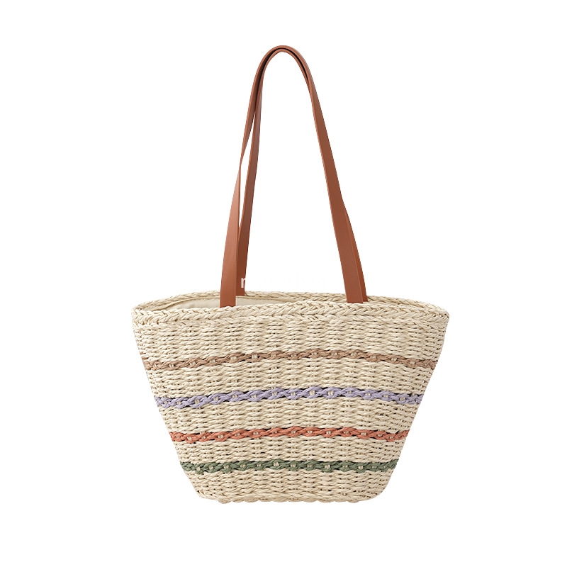 High quality women's fashion classic retro lazy fresh sweet travel new fashion large capacity straw woven bag summer versatile vacation beach tot