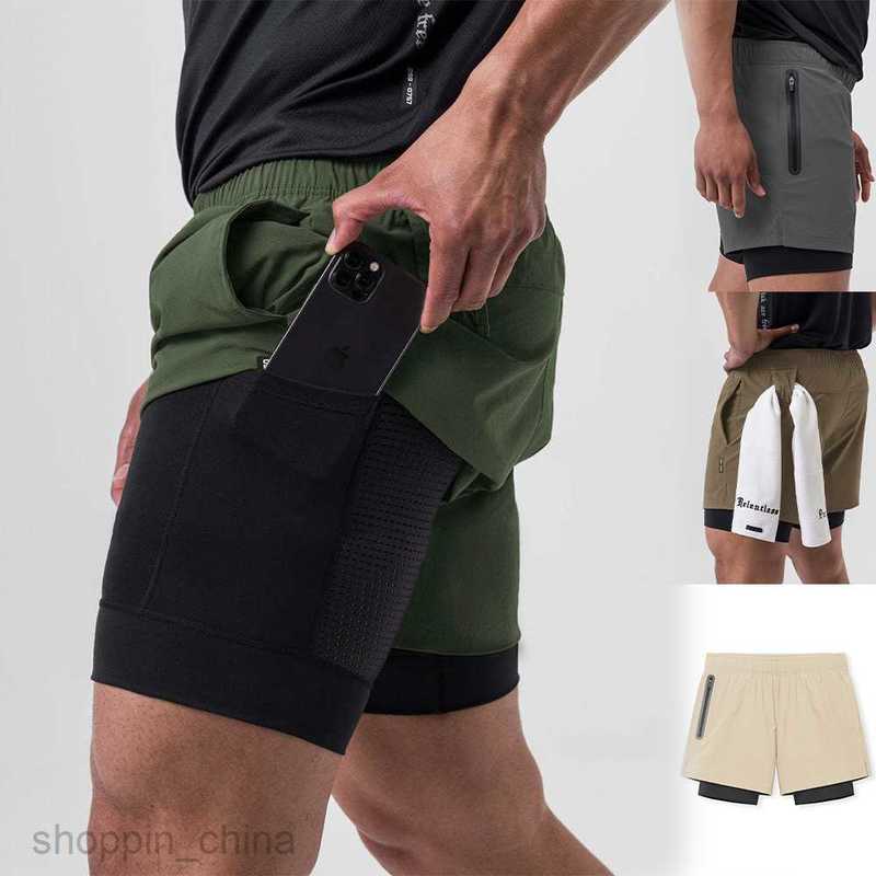 Men's Shorts Men's capris with four sides elastic double-layer running, fitness and sports pants, new summer casual slim fit shorts