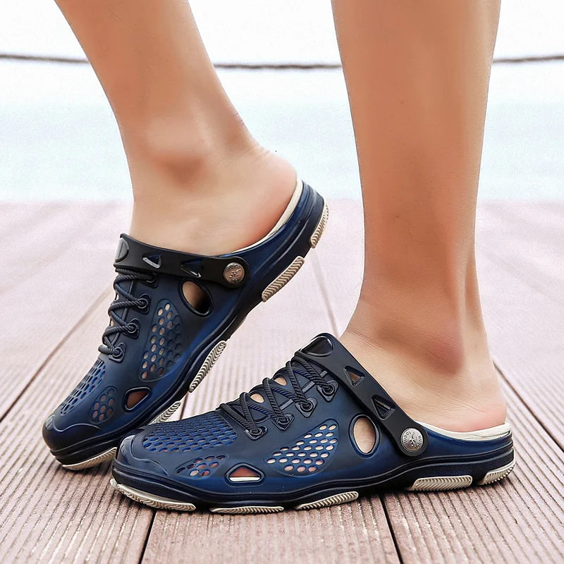 Summer Slippers Trend Wear Male Sandals Men's Outdoor Leisure Trend Hole Beach Net Red Non-slip Male Sandals Mens Flip Flops 240620