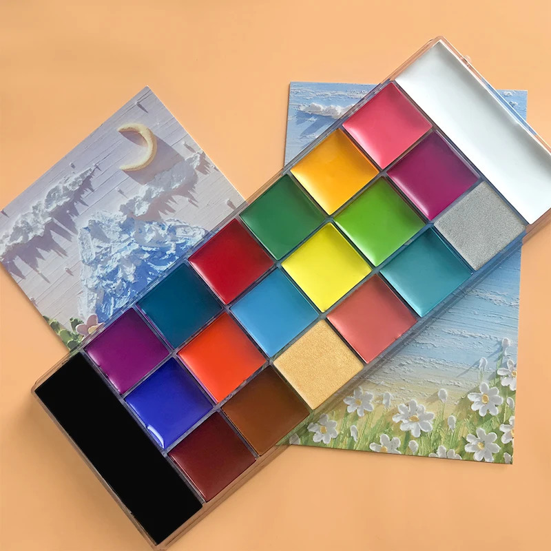 20 Color Sfx Childrens Adult Painting Set Halloween Party Makeup Fancy Dress Beauty Palette Face Body Painting Oil and Brush 240625