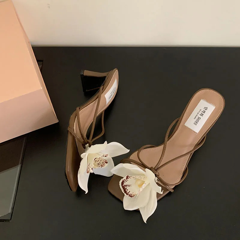 ral Summer womens slider square toe low slim sandals 241030