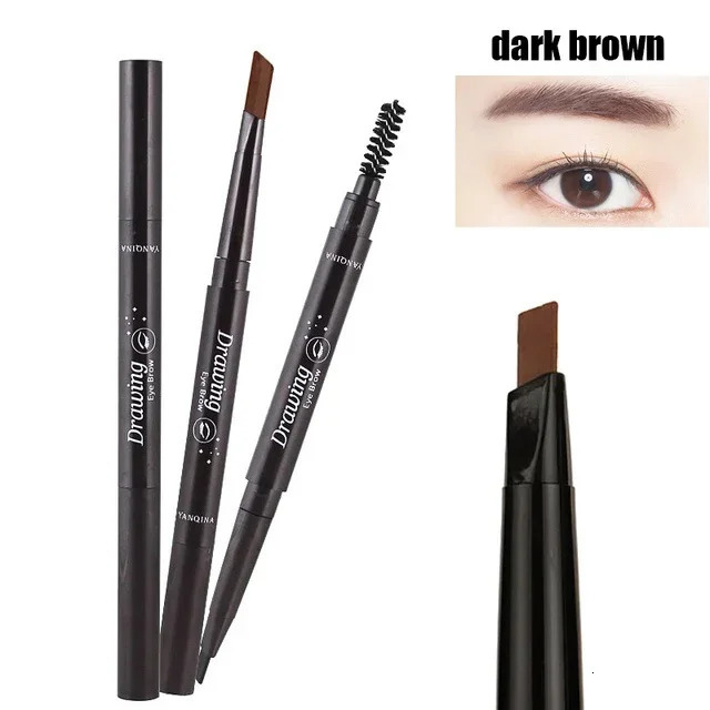 5 Color Double Ended Eyebrow Pencil Waterproof Make Up Long Lasting No Blooming Rotatable Triangle Eye Brow Tattoo Pen Makeup 240620