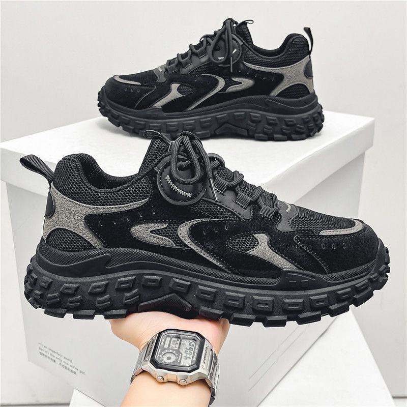 Men Clunky Ddmysports Shoes Breathable Mesh Sneakers Korean Version Trend Thick Sole Non Slip Casual Style Running Fashion Black Free Shipping Outdoor