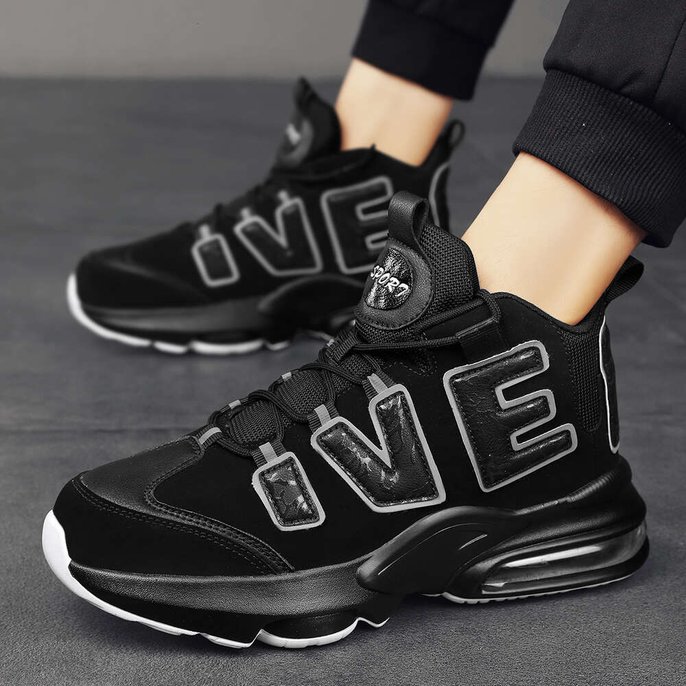 Ddmyoutdoor Basketball For Men Women Adult Sports With Air Cushion Rebound Plush Niche Black And White Combat Shoes