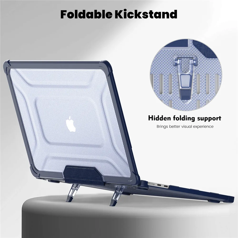 Case For Apple Mac book Air 13.6" M2 M3 Matte Transparent Stand Cover Rugged Shockproof TPU Bumper Hard Shell Macbook Cases A3113 A2681