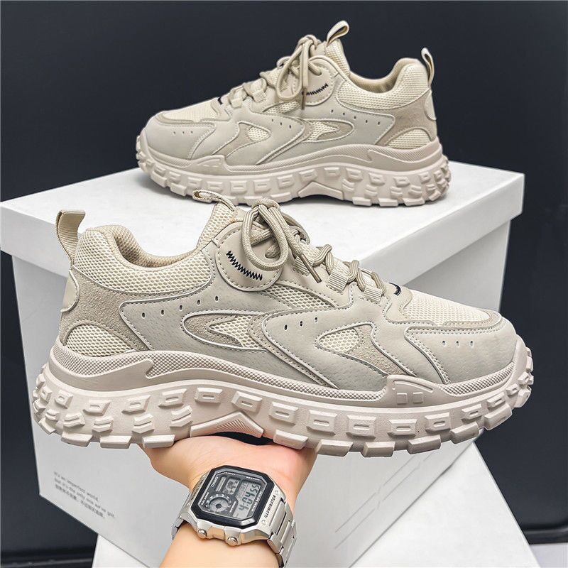 Men Clunky Ddmysports Shoes Breathable Mesh Sneakers Korean Version Trend Thick Sole Non Slip Casual Style Running Fashion Black Free Shipping Outdoor