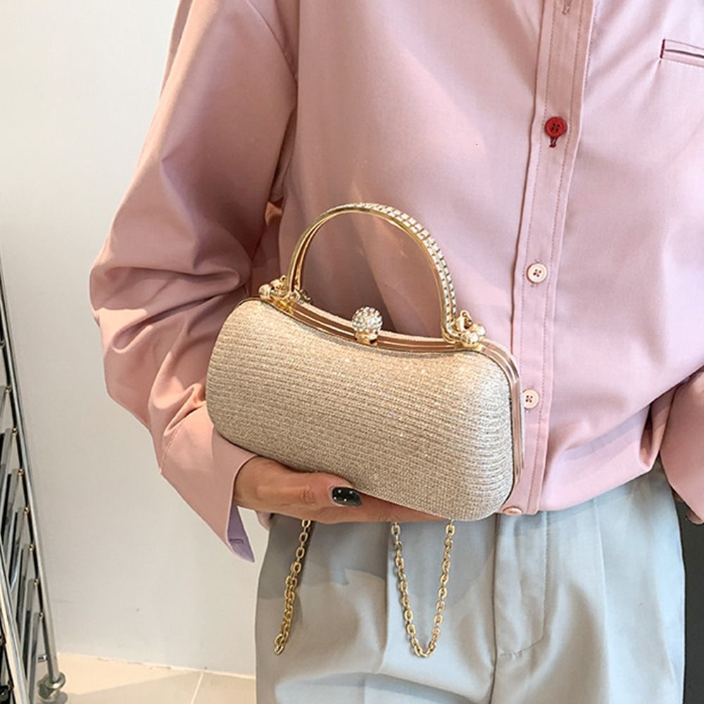 Dinner Evening Fashion Egg Shape Clutch Bag Women Handbags Beaded Rhies Chain Purse for Party H6.21#16.5 ddmy 67ef zhanyishengli