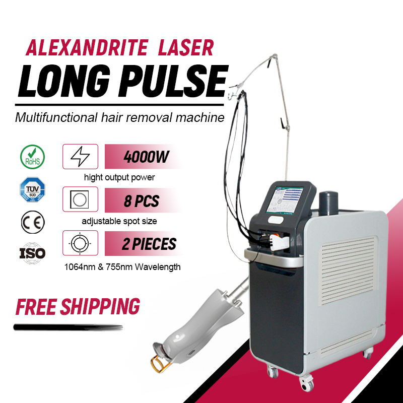 Hot Sale Long Pulse Hair Removal Machine Alexandrite 755nm Epilator Nd yag Cryogen Cooling Alex Laser Skin Rejuvenation Device Salon