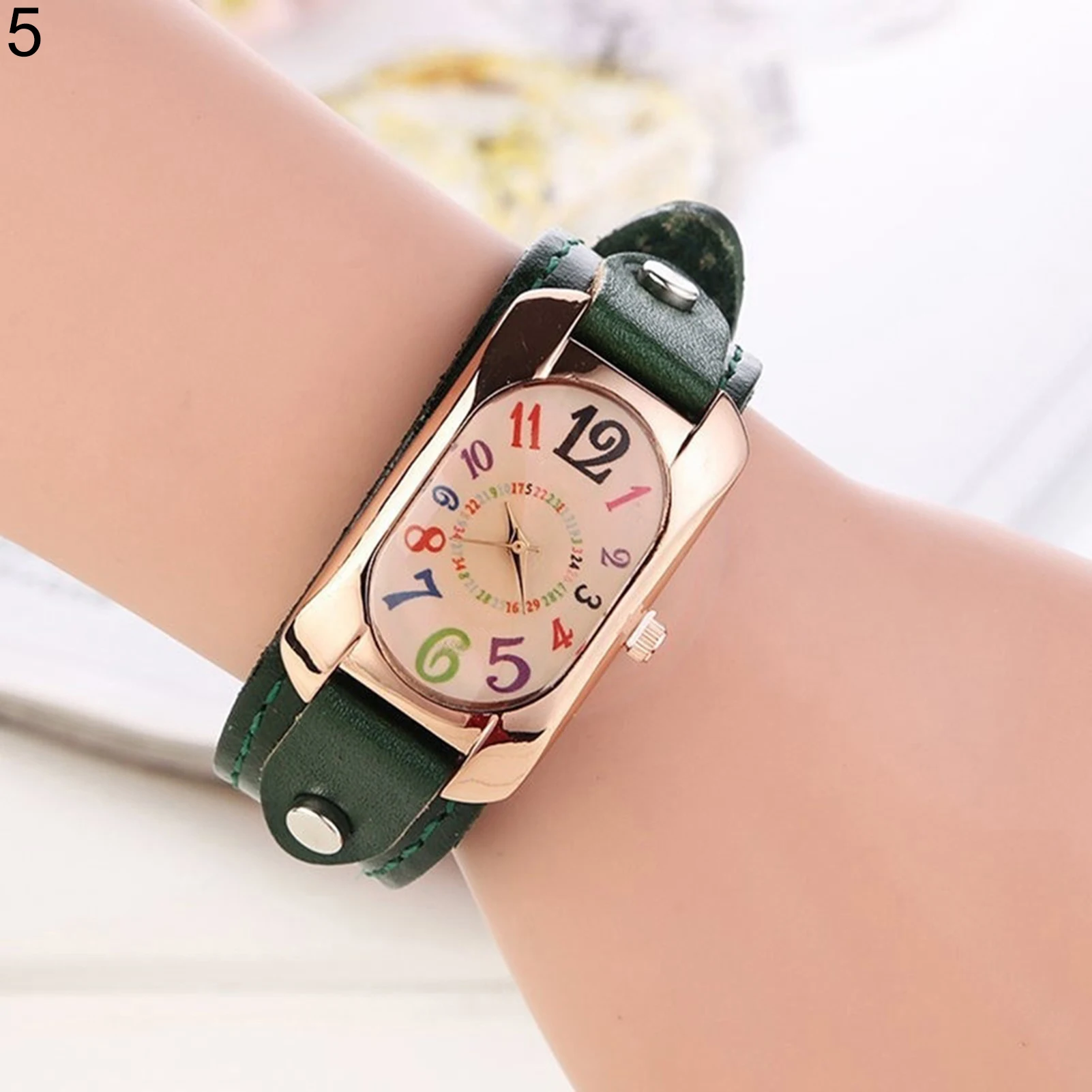 Vintage Casual Women Watch Alloy Dial Faux Leather Strap Oblong Case Analog Quartz Clock Ladies Wrist Watches Relojes Para Mujer