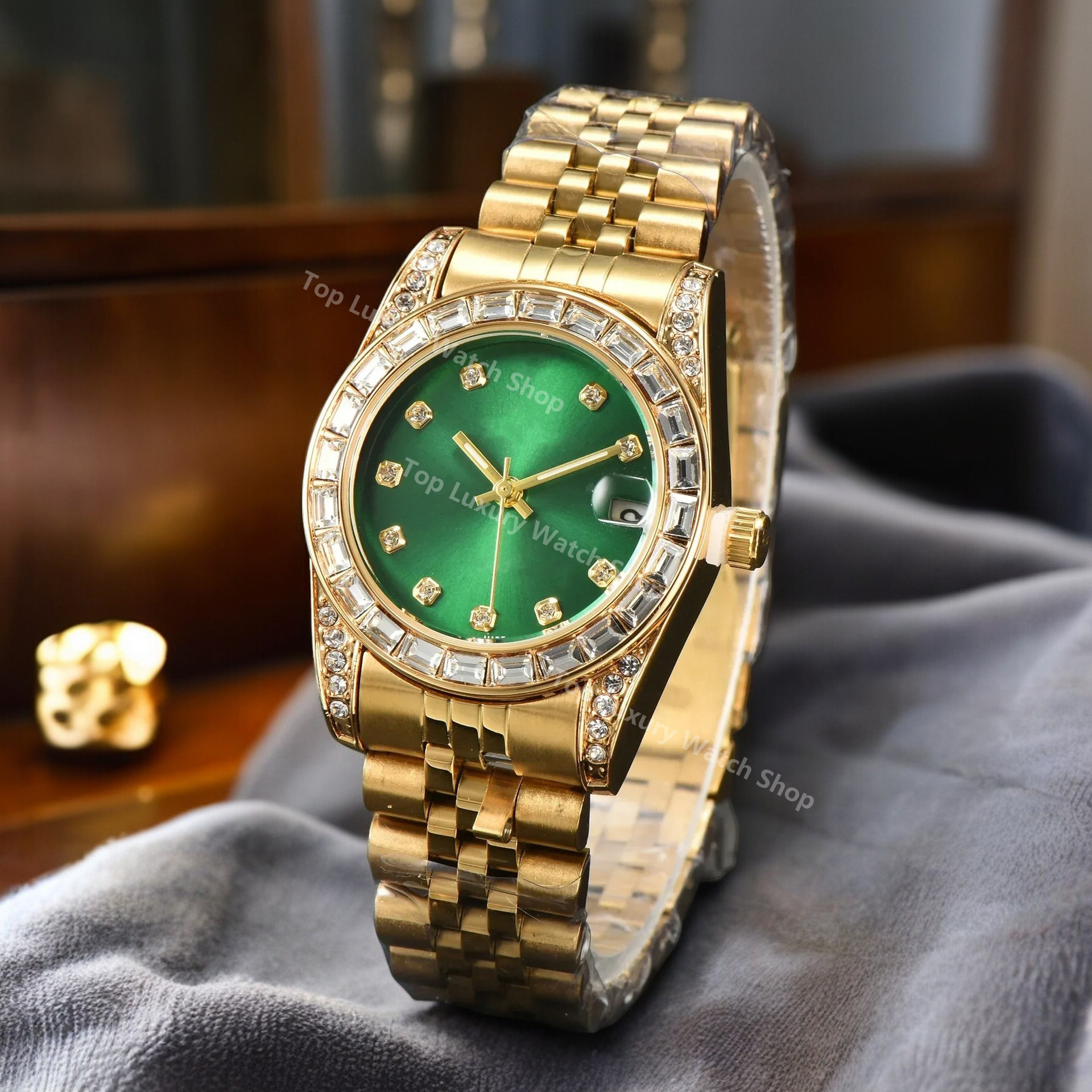 Top AAA+ Diamond Bezel Luxury Women Watches for Ladies Gold Quartz Movement Steel Strap Automatic Date Daily Water Resistant Popular AAA Clocks For Gift