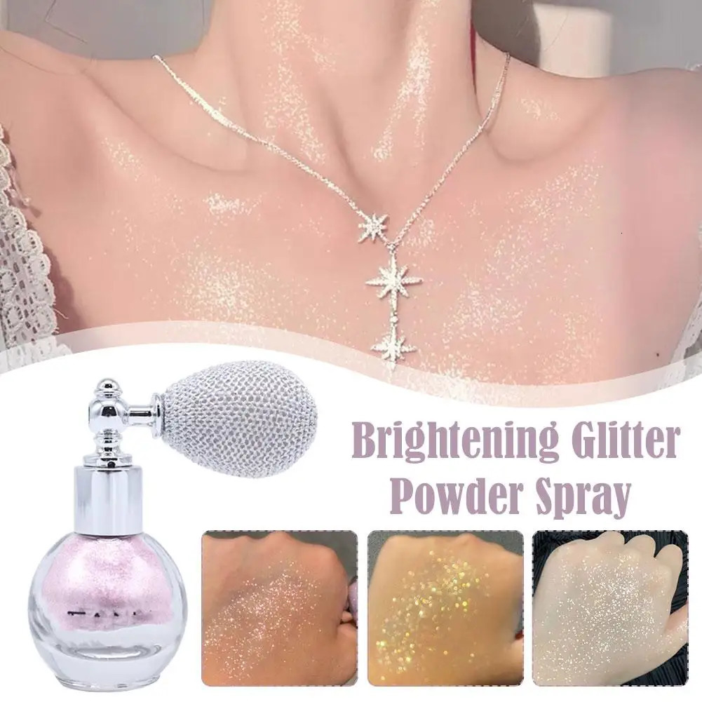 Diamond High Gloss Glitter Spray Highlighter Powder Air Bag Fragrance-Infused Shiny High Light For Face Body Makeup Cosmetics 240625
