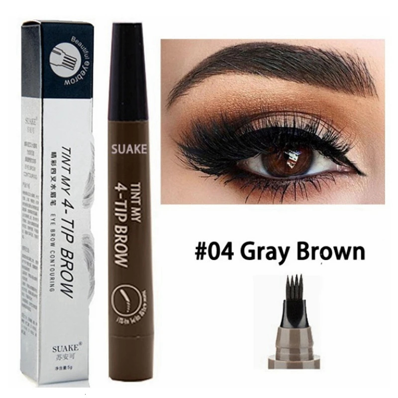 5 Colors Dark Brown 4 Point Liquid Eyebrow Pencil Microblading Waterproof Eyebrow Pencil Tattoo Eyebrow Pen Makeup 240620