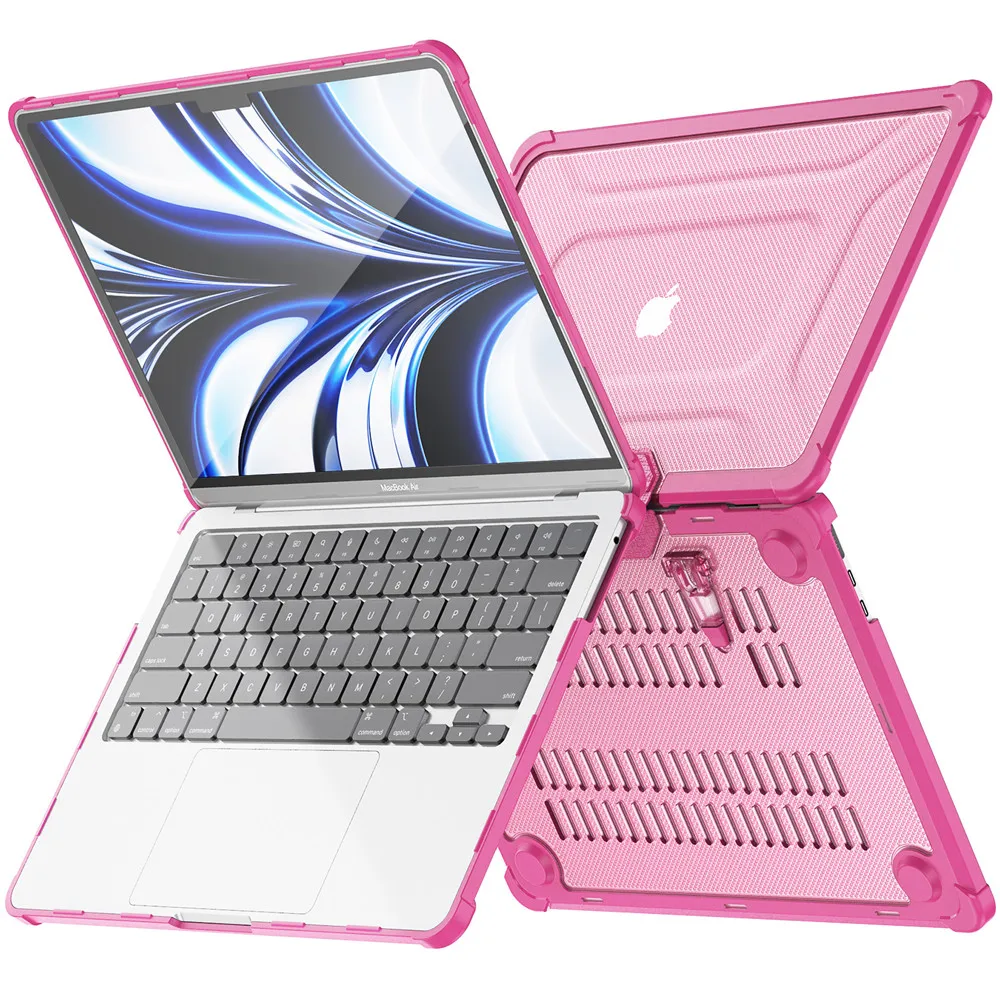 Case For Apple Mac book Air 13.6" M2 M3 Matte Transparent Stand Cover Rugged Shockproof TPU Bumper Hard Shell Macbook Cases A3113 A2681