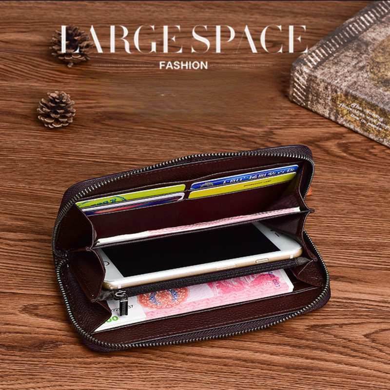 MOTAORA Genuine Leather Women Wallets Cowhide Phone Bags Ladies Multi-layer Zipper Coin Pouch Vintage 3 Color Woman Long Wallets