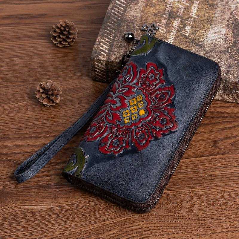 MOTAORA Genuine Leather Women Wallets Cowhide Phone Bags Ladies Multi-layer Zipper Coin Pouch Vintage 3 Color Woman Long Wallets