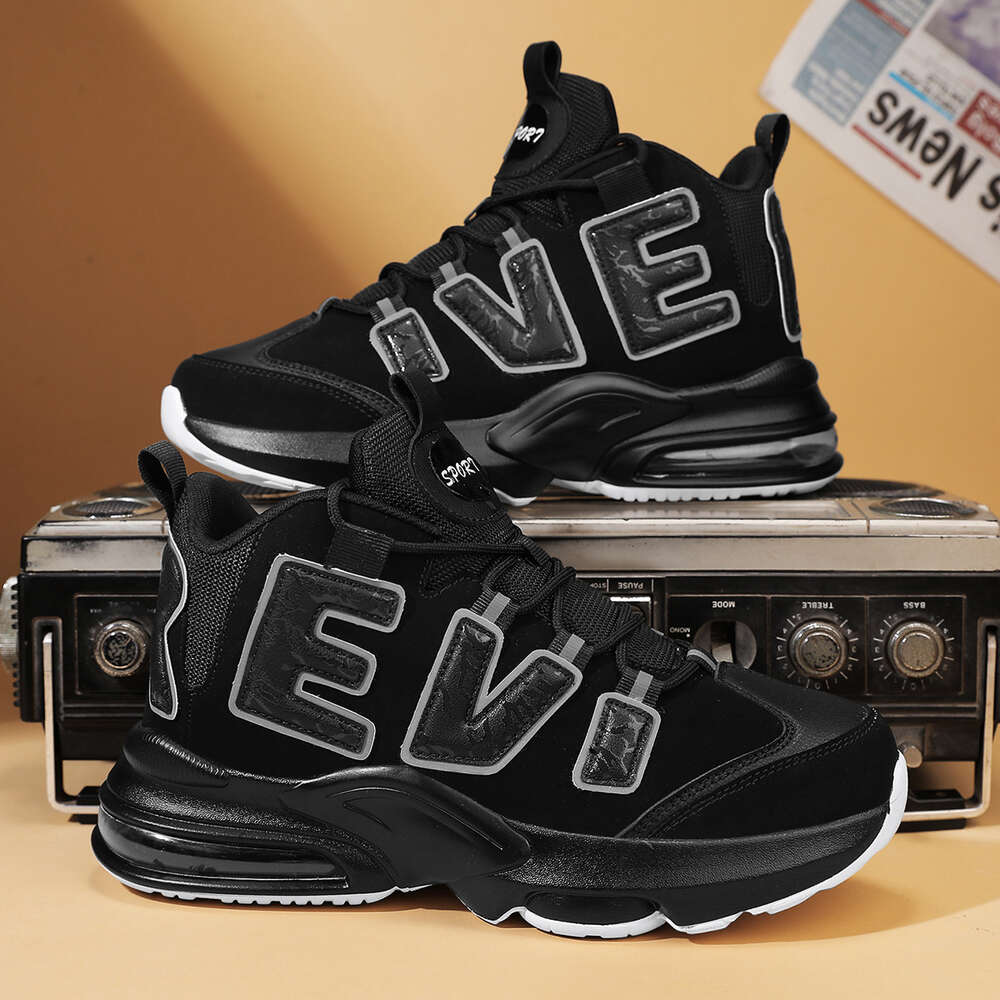 Ddmyoutdoor Basketball For Men Women Adult Sports With Air Cushion Rebound Plush Niche Black And White Combat Shoes