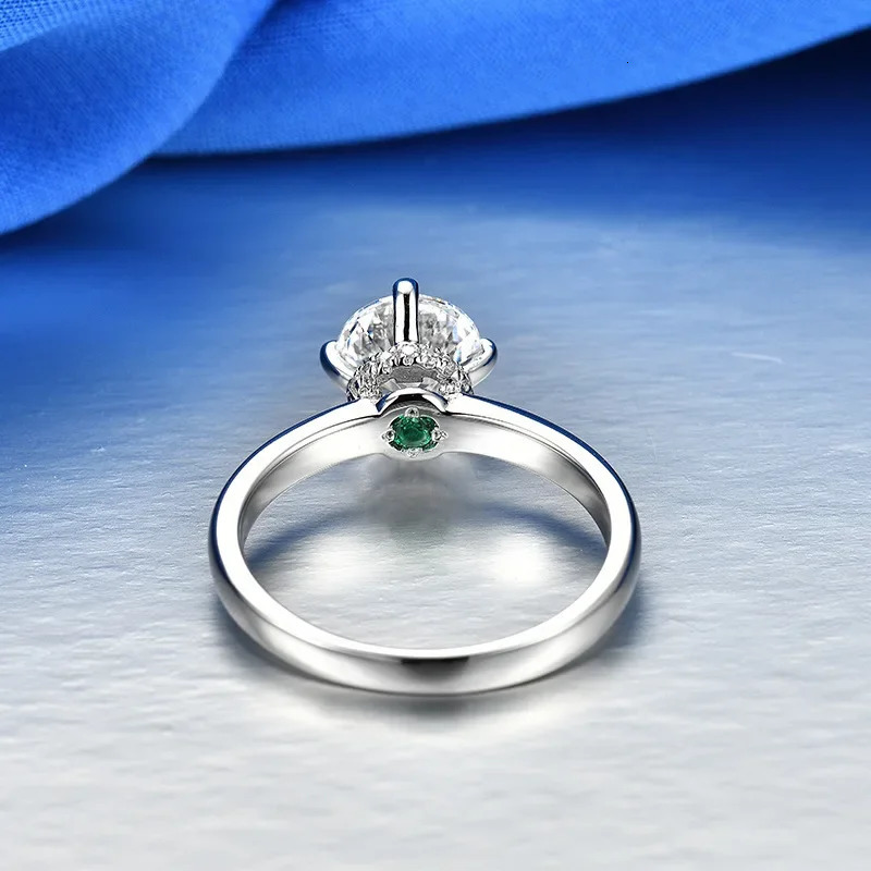 Solid 14K White Gold AU585 Womens Ring Four Claw Diamond Simple Proposal 240521