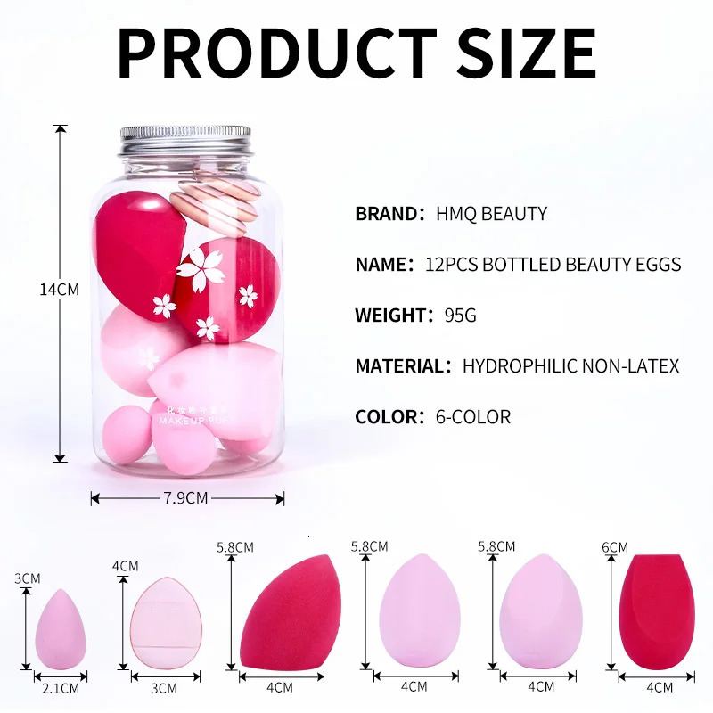 11Pcs Makeup Sponge Set With Storage Box Foundation Blending Soft Beauty Egg Mini Finger Cosmetic Puff Dry and Wet Combined 240620