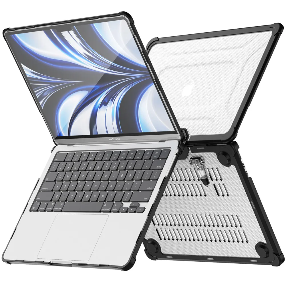 Case For Apple Mac book Air 13.6" M2 M3 Matte Transparent Stand Cover Rugged Shockproof TPU Bumper Hard Shell Macbook Cases A3113 A2681