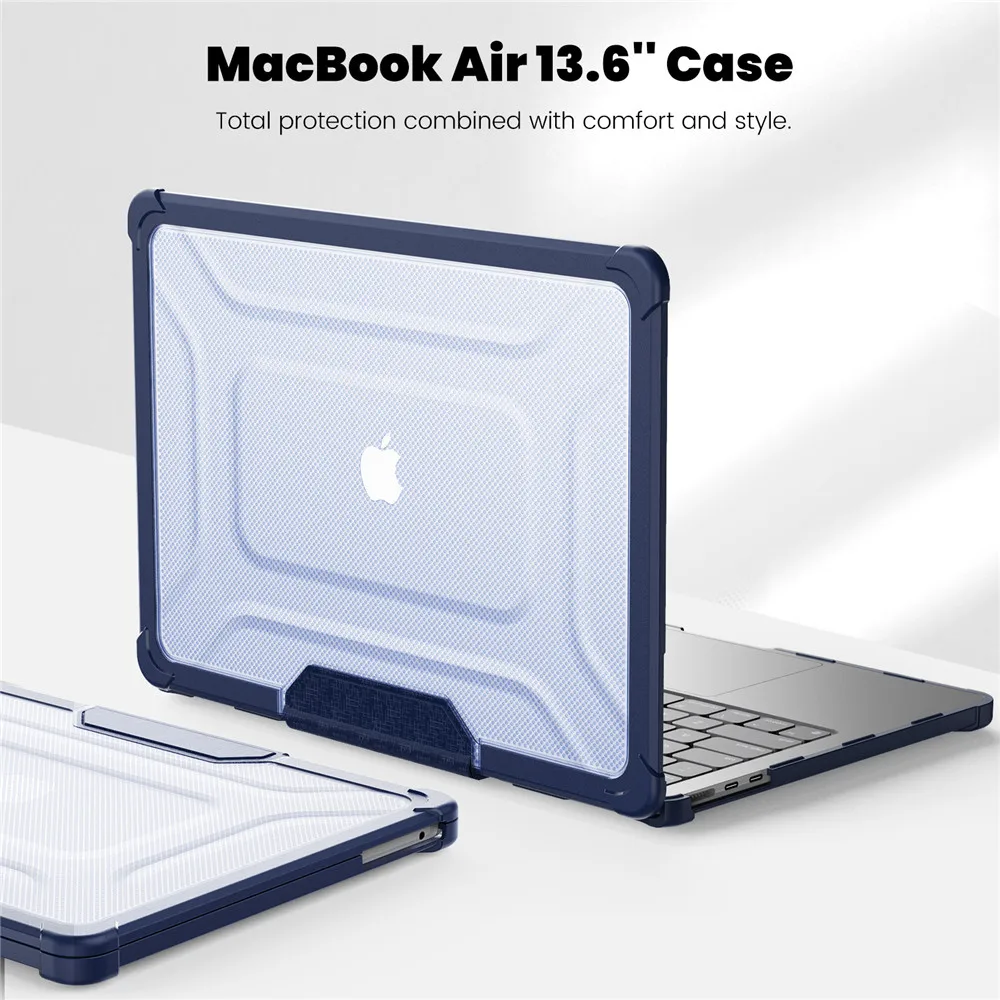 Case For Apple Mac book Air 13.6" M2 M3 Matte Transparent Stand Cover Rugged Shockproof TPU Bumper Hard Shell Macbook Cases A3113 A2681