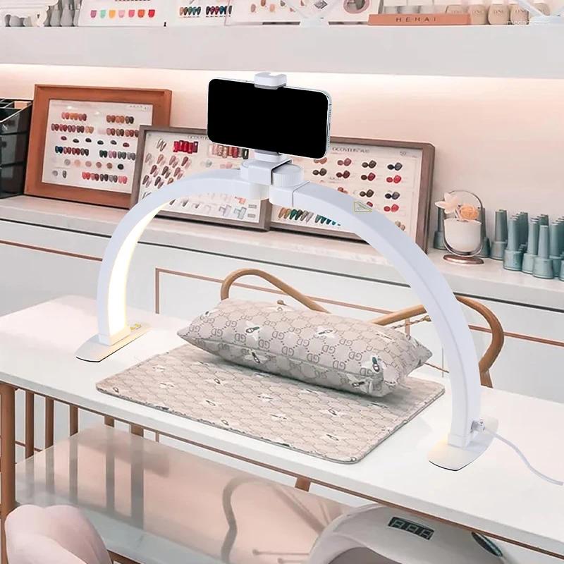 Nail Dryers 30W Half Moon Desk Lamp 3000-6500K Touch Control Foldable U-shaped Manicure Tattoo Beauty Light With Phone Clip