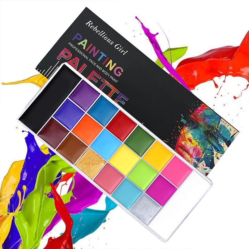 20 Color Sfx Childrens Adult Painting Set Halloween Party Makeup Fancy Dress Beauty Palette Face Body Painting Oil and Brush 240625