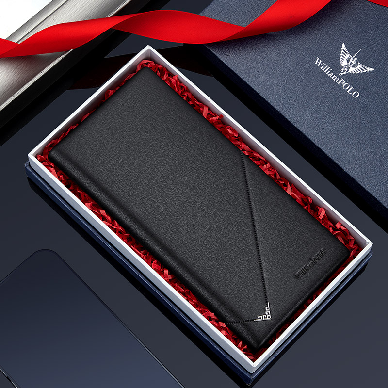 WILLIAMPOLO Men Wallets Long Style High Quality Card Holder Male Purse Slim Male Purse Brand Leather Wallet For Men