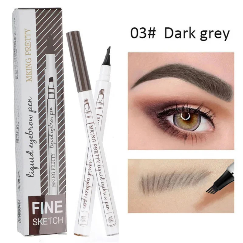 1pc 4 Head Eyebrow Marker Pencil Waterproof Microblading Eyebrow Thin Tattoo Pen Eyebrows Shades Makeup Eye Brow Pencil 240620