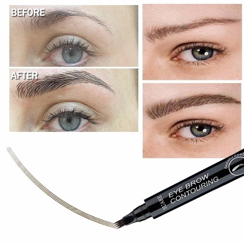 5 Colors Dark Brown 4 Point Liquid Eyebrow Pencil Microblading Waterproof Eyebrow Pencil Tattoo Eyebrow Pen Makeup 240620
