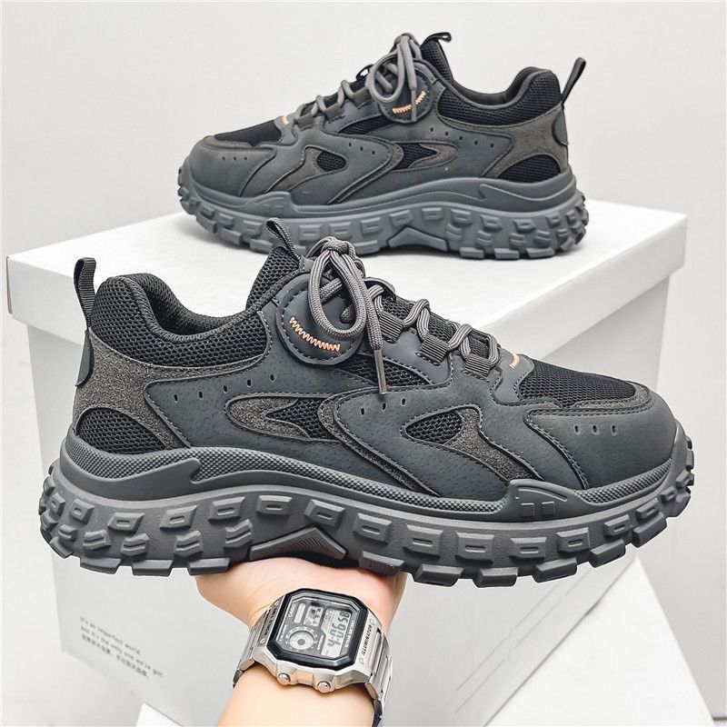 Men Clunky Ddmysports Shoes Breathable Mesh Sneakers Korean Version Trend Thick Sole Non Slip Casual Style Running Fashion Black Free Shipping Outdoor