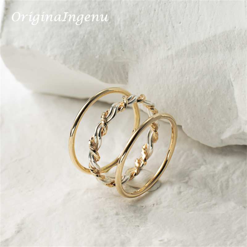 Set of 3 14K Gold Filled Weave Ring Handmade Minimalism Ring Dainty Women Jewelry Waterproof Jewelry Tarnish Resistant Ring