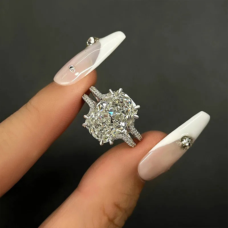 Stunning Sterg Sier Cushion Cut White Zirconia Eternity Ring