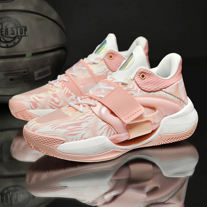 Sneakers Hook Women Pink Loop Low Cut Soft Cushion Support Sport Comfortable Boy Basketball Shoes