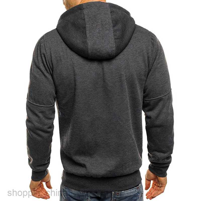 Men's Hoodies Sweatshirts Men's Spring and Autumn Sports Leisure Fitness Loose Zipper Solid Color Sweater Men's