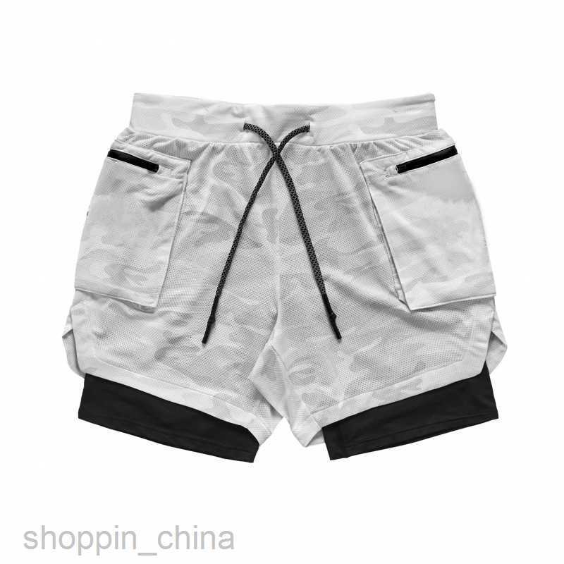 Men's Shorts New sports schoolbag with shorts men's summer sports fitness double layer breathable pants