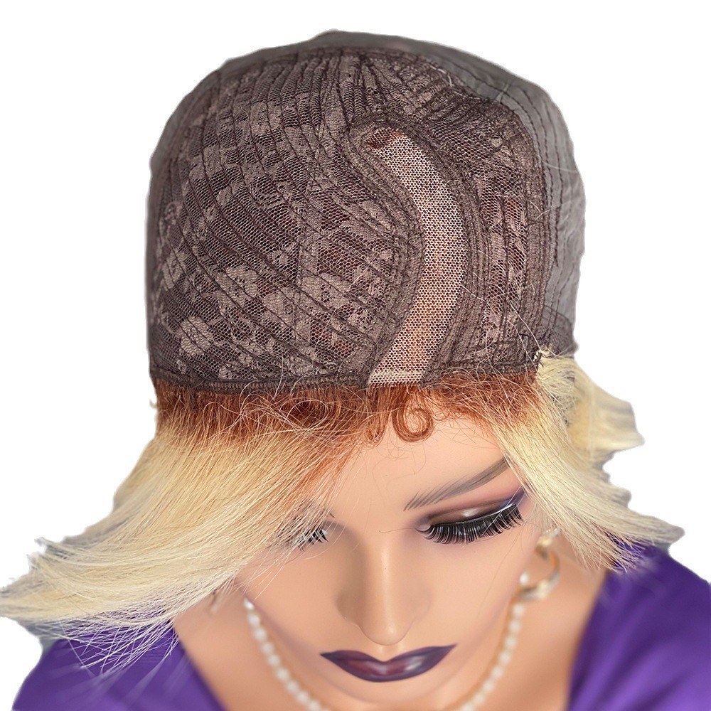 150% Density Pixie Cut T4/613 Lace Human Hair wig European and American Real Person Wig C Shaped Lace Hair Cover Women Short Hair Wigs