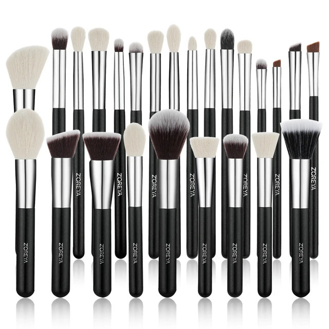 ZOREYA Black Makeup Brushes Set Natural Hair Brushes Foundation Powder Eyebrow Contour Eyeshadow Make Up Brushes maquiage 240620