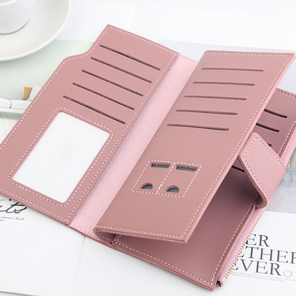 Solid Color Wallet Gift Luxury Card Holder Large Capacity Zipper Blocking Organizer for Phone Pocket Ladies Cartera
