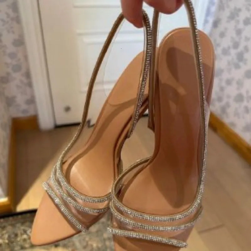 2024 Summer Womens New Fashion High Heels Designer Sandals Simple Solid Color Outdoor Party Dress 240620