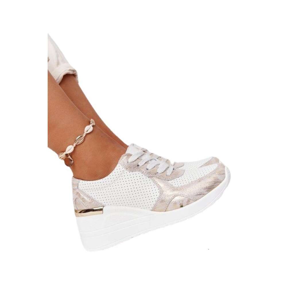 Ddmysports Large Size Single Shoe New Thick Sole Color Blocking Hollow Lace Up Casual Sports Shoes For Women OUTDOOR