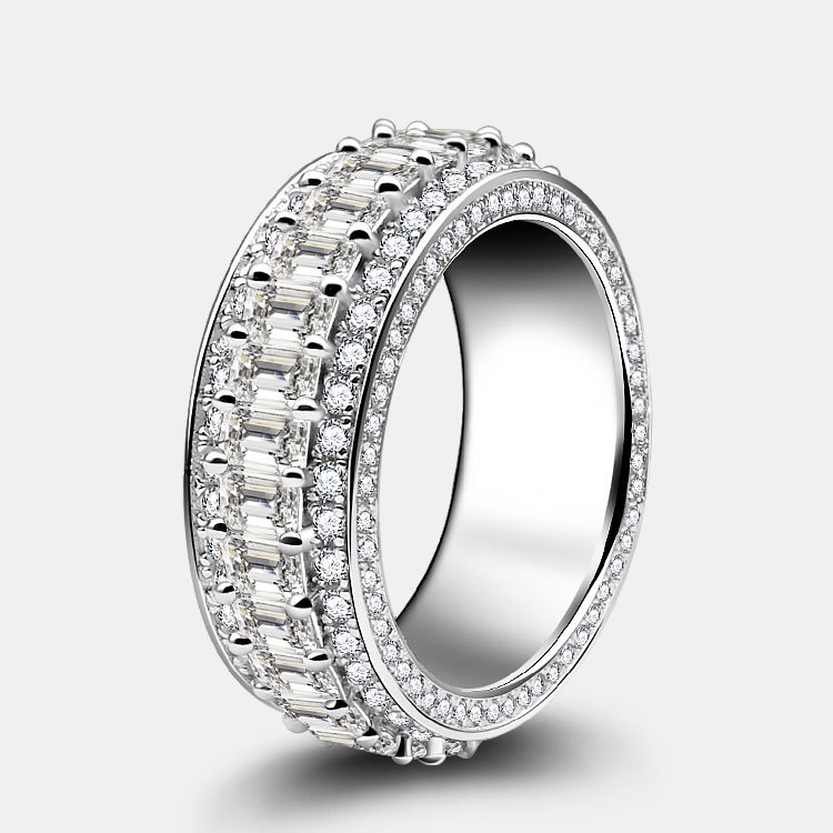 Drop Ship Gorgeous Sterg Sier Princess Cut White Topaz Wedding Eternity Ring for Women