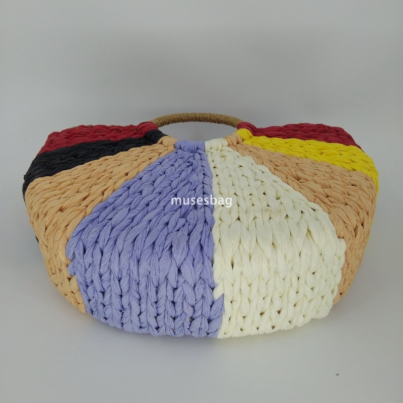 Designer Ms High Quality Casual Practical Round Bucket Fashion Simple and Versatile Atmosphere Lightweight Handheld Woven Paper Rope Retro Moon Bag Gr