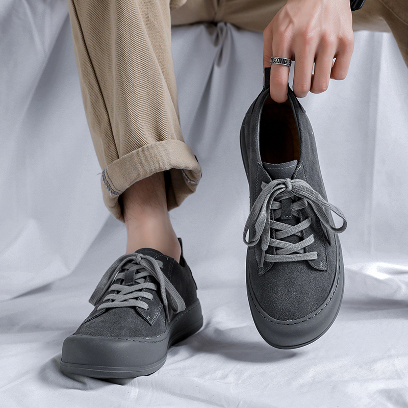 Spring 2023 Brand Men Suede Genuine Leather Casual Shoes Lace-up Men Light Comfortable Driving Flats Mens Outdoor Oxfords Shoes