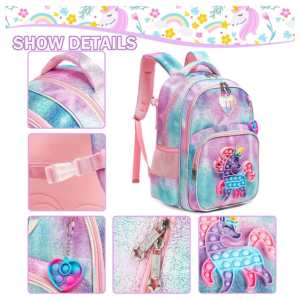 3pcs Kids Backpacks for Girls School Bag with Lunch Box Set Cute Bookbag for Primary School