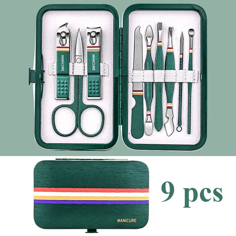 9-19pcsset Nail Cutter Set Stainless Steel Nail Clippers Set With Folding Bag Manicure Kits Scissors Beauty Tool i240621