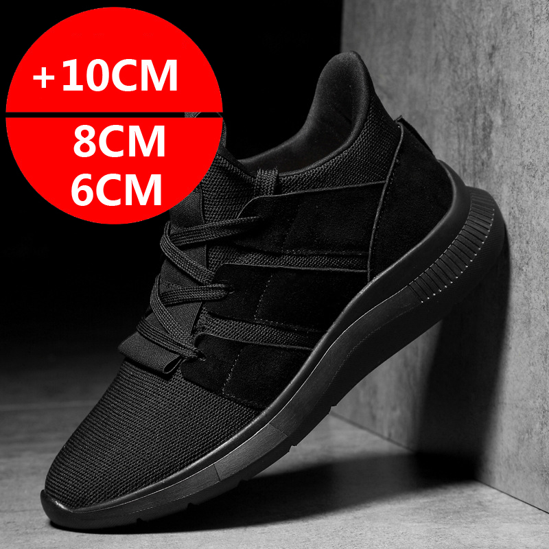 Elevator For Men Mesh Breathable Height Increasing Sneakers - 6/8CM Hidden Heel hot Casual Sports Black Shoes