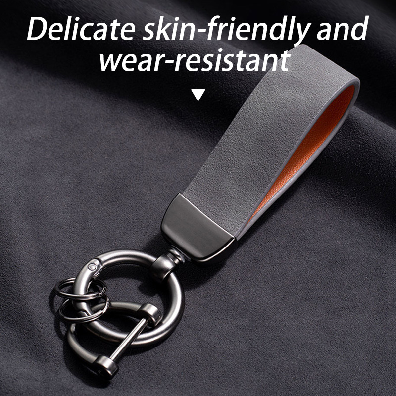 SEAMETAL Suede Car Keychain Ring Vintage Leather Zinc Alloy Key Chain Keys Holder Universal Luxury Keyring Car Accessories