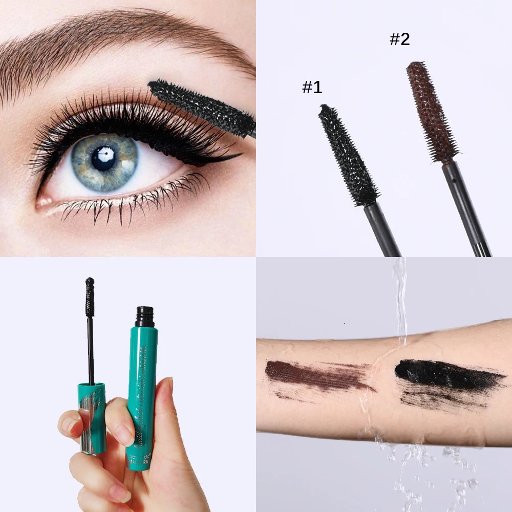 Mascara Liquid Lash Extension Volume and Length Waterproof Smudge-Proof Mascara No Flaking/No Clumping Black or Brown 240621