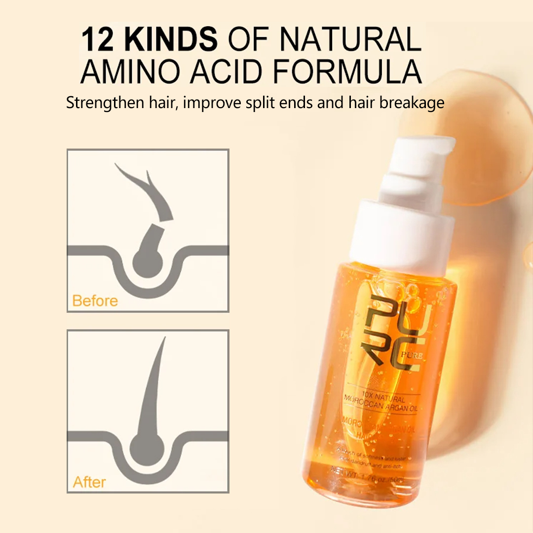 PURC Moroccan Argan Hair Oil Repair Damaged Dry Smoothing Hair Serum Anti-Dandruff Soften Scalp Treatment Hair Care Product