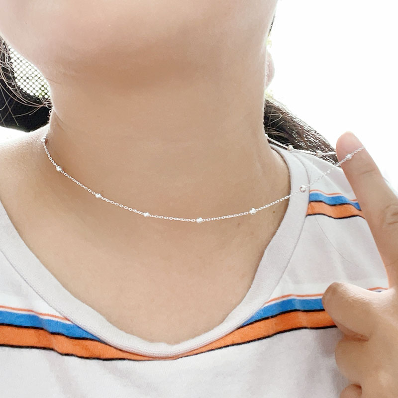 45cm-60cm Solid Pure Real 925 Sterling Silver Beads Cross Chain Necklace Women Girl Italy Jewelry Kolye Collare Collier Ketting